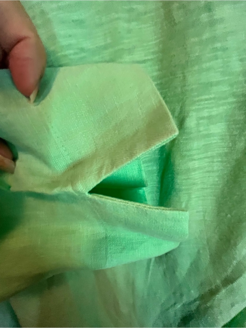 JM Collection Minty Green Linen & Cotton Top with Pocket Detail Sz 12 - Picture 6 of 6